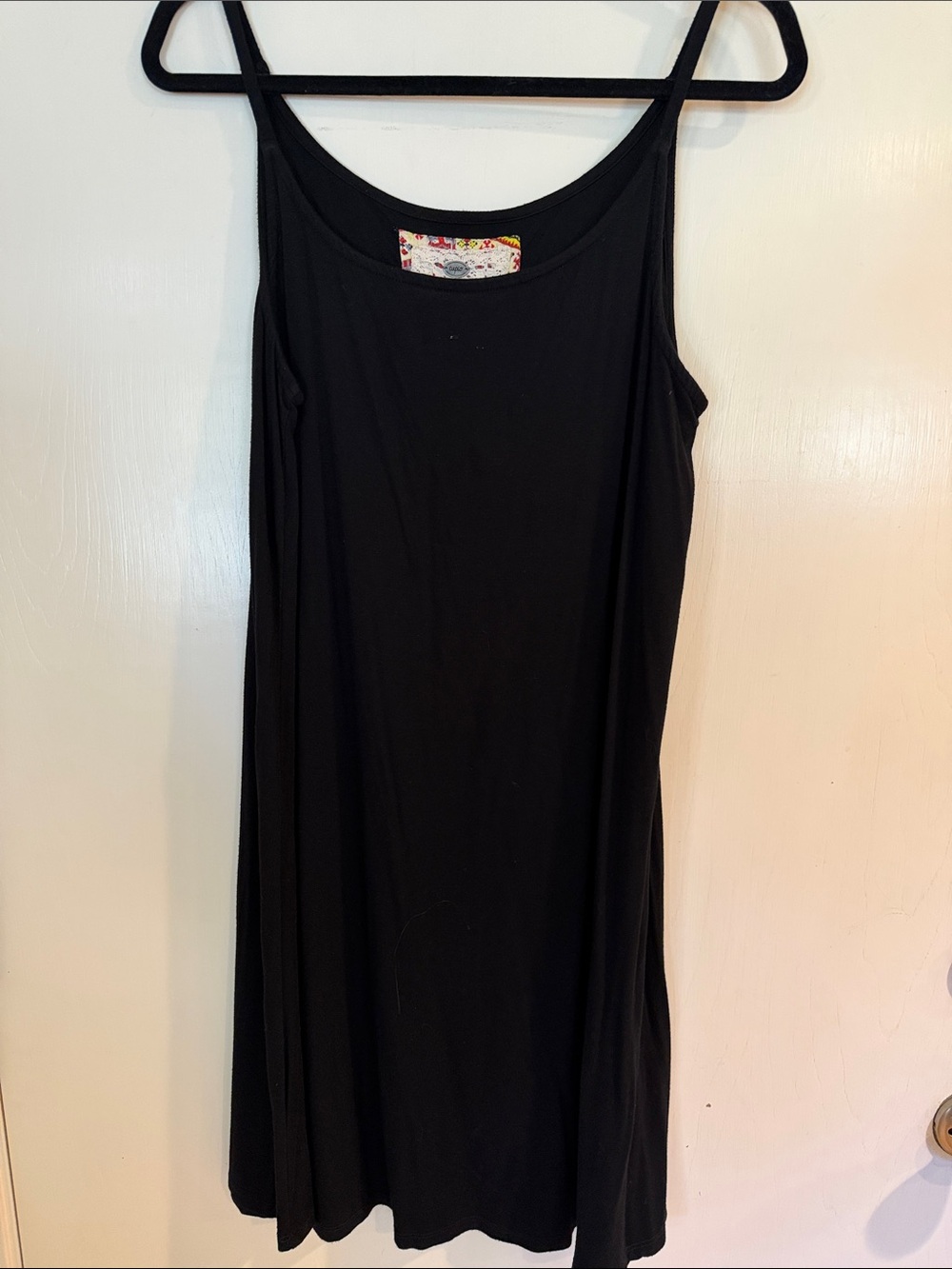Black knit Slip Dress with Slim Straps sz L Cupio viscose